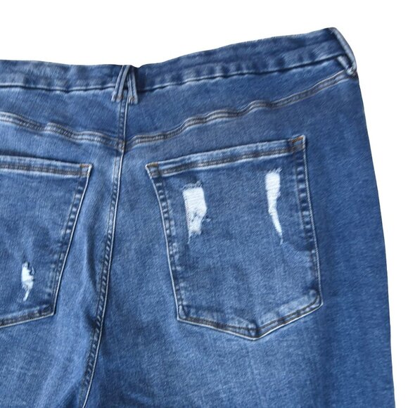 Good American Jeans 28-32 Medium Blue High Rise Frayed Hem Distressed Stretch De - Picture 10 of 10